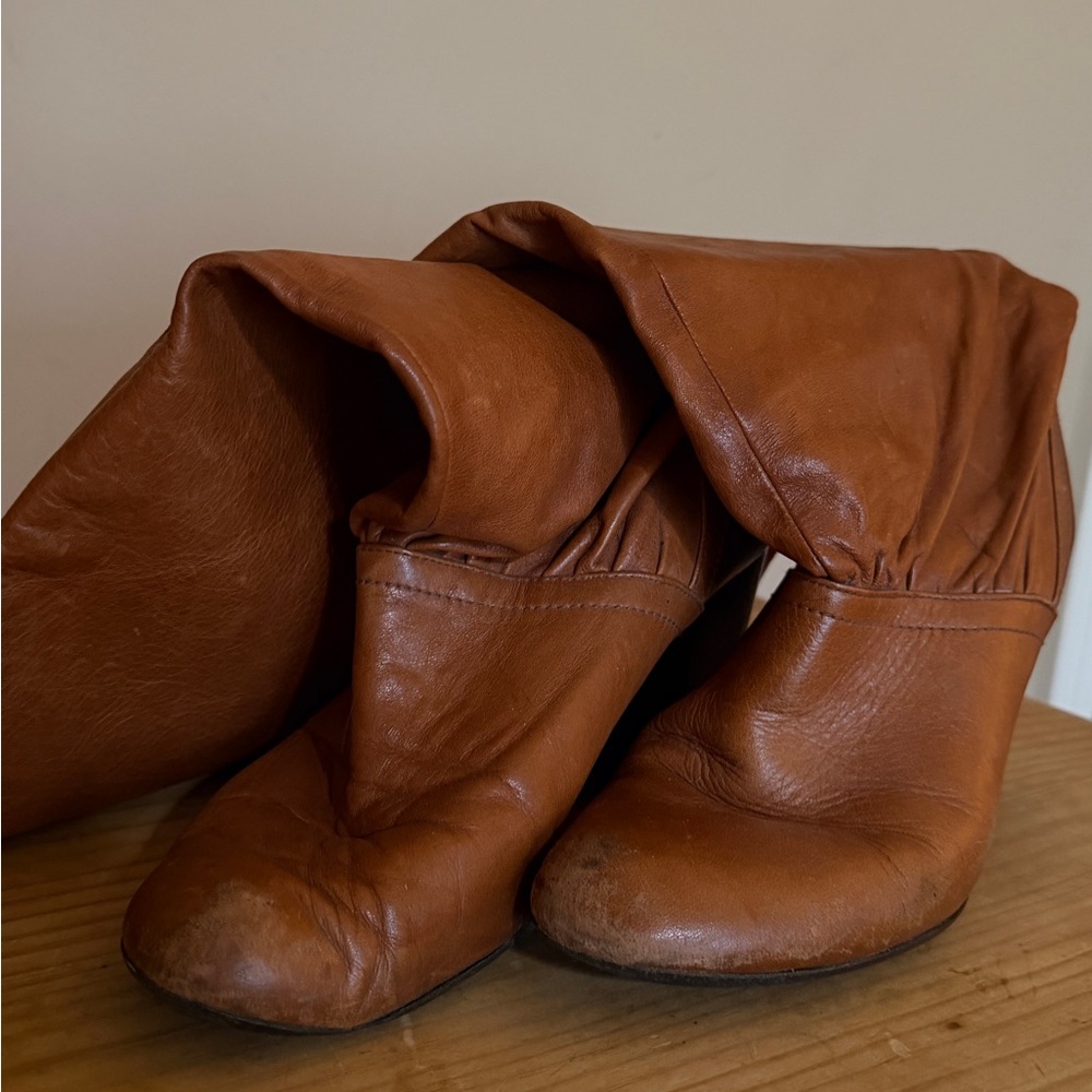 Brown Leather Slouch Boots